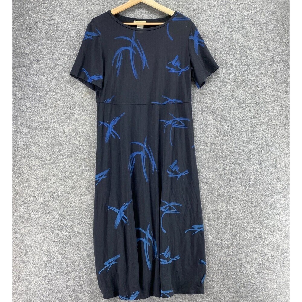 TravelSmith Dress Women S Small Black Geometric Maxi Long Short Sleeve Casual
